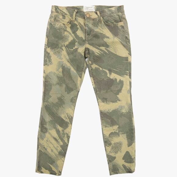 Current/Elliott Green The Stiletto Floral Camo Taper Leg Jeans Size 29 - Picture 1 of 8